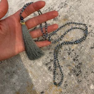 Blue/Grey Tassel Necklace